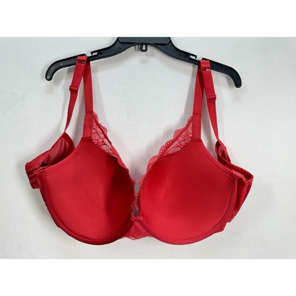 Auden ‘The Sublime’ Plunge Push-Up Bra Size 40DDD Red Lace Underwire EUC - Picture 4 of 7
